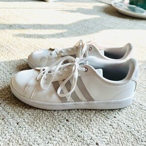 Adidas Ortholite Float Sneaker, white/gray stripes, women’s 11